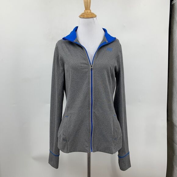 Abercrombie Jacket Women L Large Gray Heather Full Zip Mock Neck Thumbhole Run - Picture 2 of 16
